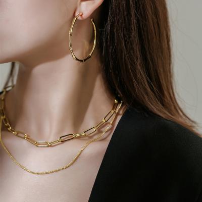 China Hot Selling High Quality Women Geometric Gold Plated Earrings Chain Necklace Fashion Earrings Necklace Set Jewelry for sale