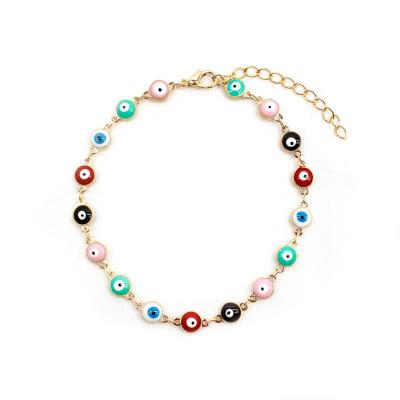 China 2022 New Fashion Colorful Beaded Women's Fashion Colorful Beaded Women's Nickel Free Metal Eyedrop Tassel Eye Drop Anklet Chain for sale