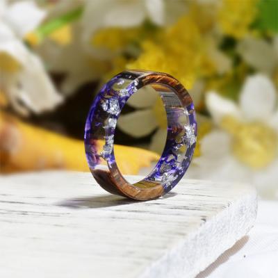 China New environmental friendly wooden senator handmade dry ring flower epoxy resin ring small fresh diy series ring for sale