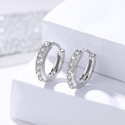 China Environmental Friendly Fashion Earring Korean CZ 925 Sterling Silver Stamped Earring 925 Huggie Earring for sale