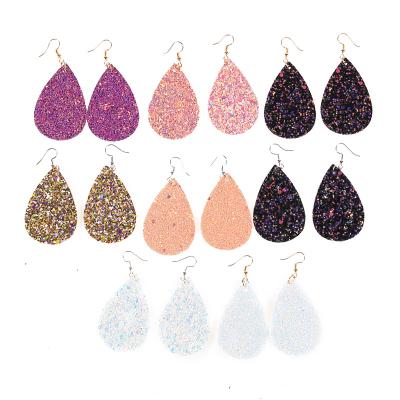 China 2022 Fashion Earring Environmental Friendly Lightweight Sparkles Dangle Earring Teardrop Leather Earrings for sale