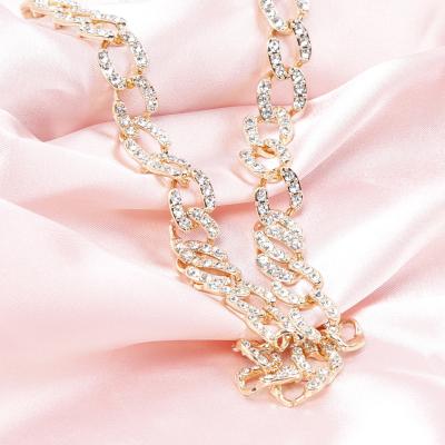 China 2022 New Fashion Cuban Diamond Necklace Link Chain Environmental Friendly Full Diamond Necklace Ladies Necklaces for sale