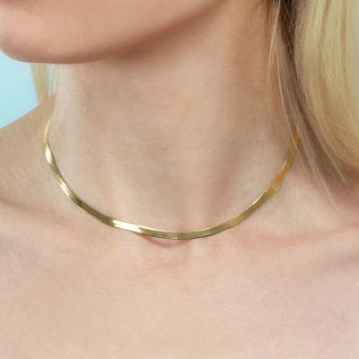 China 2022 Environmental Friendly Jewelry Stainless Steel Necklace Gold Plated Choker Chain Necklace For Women for sale