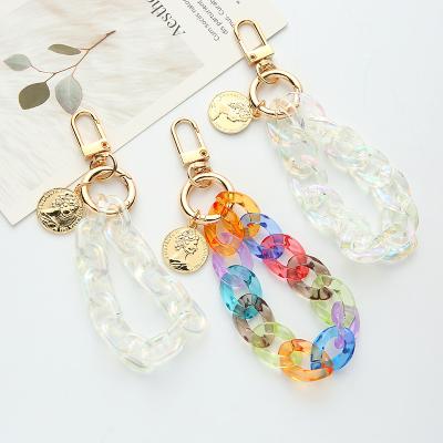 China New Environmental Friendly Creative Alloy Listing Key Chain Key Chain Color Fashion Acrylic Pendant Key Chain for sale