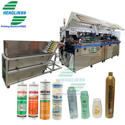 China Garment Shops Two color Fully automatic silk screen printing machine for plastic glass cosmetice bottle baby bottle silicone sealant cartridge for sale