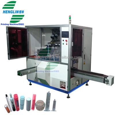 China Garment Shops Plastic Soft Tube bottle lid Automatic Mark pen lipstick lid cosmetic kit eyeliner mascara Automatic screen printing machine for sale