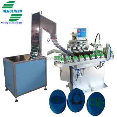 China Hotels Automatic Bottle Lid Pad Printing Machine Beverage Oil Soybean Sauce Wine Mouth Water Industrial Oil Lid Printing Machine for sale