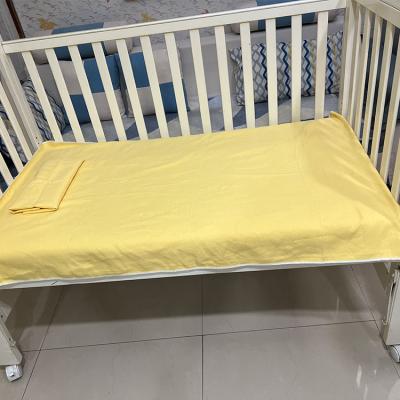 China 4pcs Modern Simplicity Anti-Static Customized 100% Organic Cotton Yellow Baby Crib Sheet Set With Bath Towel for sale