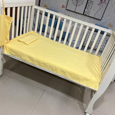 China Anti-Static Manufacturer Classic Design Custom Light Yellow Organic Crib Crib Sheet Sets With Pillows And Bath Towel for sale