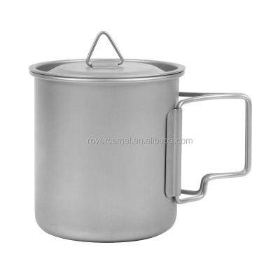 China OEM Wholesale Manufacturer 420ml Ultralight LogoTitanium Mug Cup Portable Cup With Foldable Handle for sale