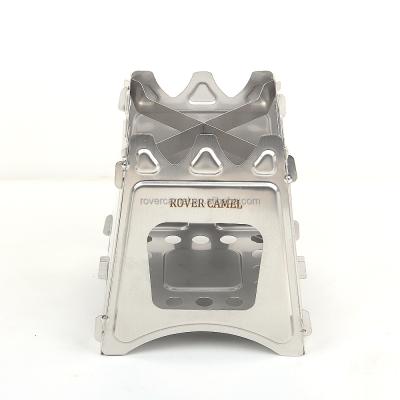 China Lightweight camping easily cleaned and compact portable stainless steel stove in wood for sale