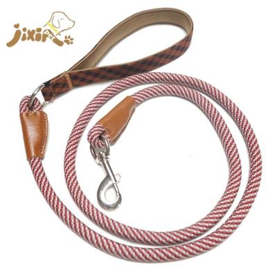 China New DETACHED Design Burgundy Braided Rope Dog Leash With Soft Brown Handle for sale