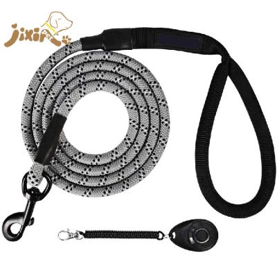 China Reflective Padded Nylon Braided Rope Dog Leash With Soft Padded Handle for sale