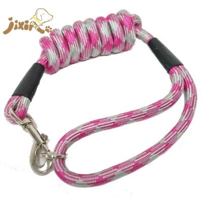 China PINK DETACHED 5 Feet Heavy Duty Nylon Braided Rope Led Dog Leash With O-ring Attachment for sale