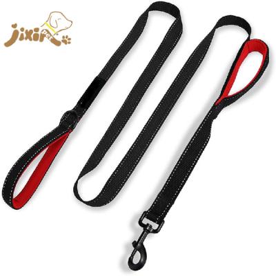 China 6 Foot Double Handle Padded Heavy Duty Nylon Traffic Handle Padded Leash For Medium To Large Dogs for sale