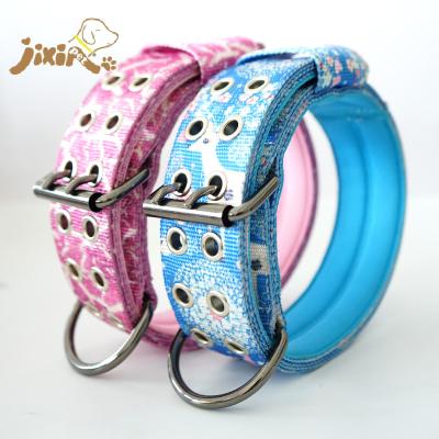 China 5cm wide padded blue tactical dog collar for medium and large dogs for sale