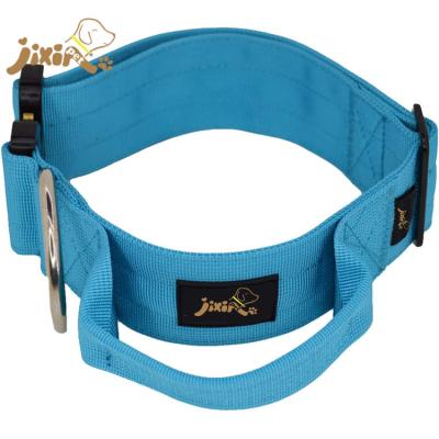 China Custom 4cm Wide Nylon Adjustable Tactical Dog Collar With Handle for sale