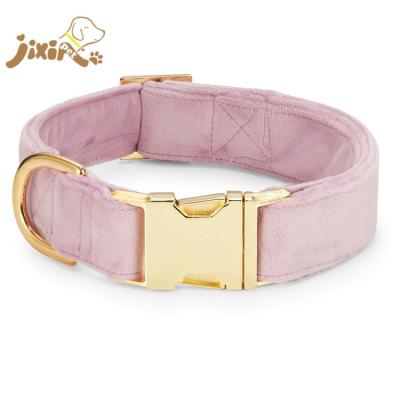 China Custom Color Personalized Velvet Soft Dog Collar With Nylon Webbing Core for sale