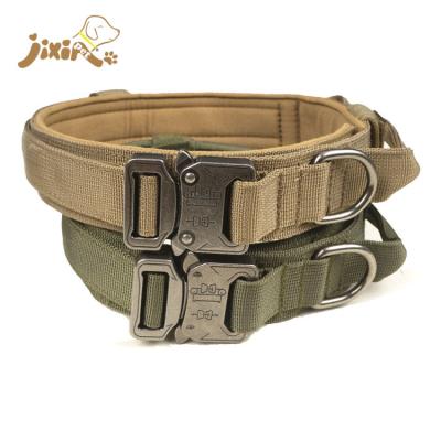 China Reflective Tactical Nylon Double Strap Adjustable Collar Dog Heavy Metal Buckle for sale