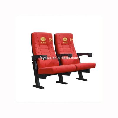 China Red PANEL China Supplier Fabric Cinema Seat Folding Stage Hall Theater Chair With Cup Holder YA-210A for sale