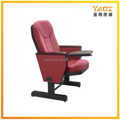 China Durable Foshan Yaqi Furniture PANEL Comfortable Pleat Seat Modern Fabric Church Chairs With Wooden Notepad YA-12 for sale