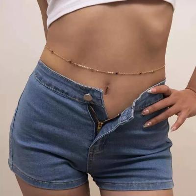 China Decoractive Summer Beach Bikini Simple Colorful Glass Beads Waist Chain Belt Sexy Simple Colorful Single Layer Women for sale