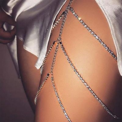 China 2022 High Quality Gold Plated Body Crystal Thigh Chain Jewelry FASHIONABLE Wholesale Ladies Leg Chain Sexy Multilayer Ladies Leg Chain for sale