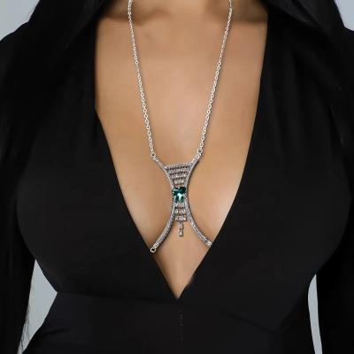 China Exquisite Fashion Shiny X Breast Chain Shaped Rhinestone Body Chain For Women Sexy Body Jewelry for sale