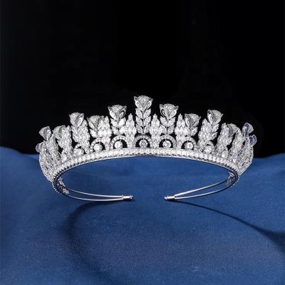 China Formal Border Full Zircon Electroplating Women's Double Crown Bridal Wedding Tiara Hair Accessories for sale