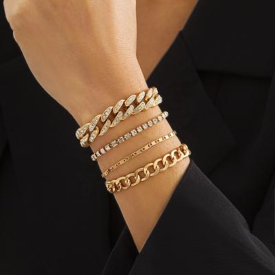 China Wholesale Personality FASHIONABLE Suit Fashion Diamond Bracelet Cuban Chain Bracelet Women 2022 for sale