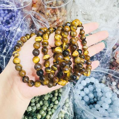 China Hot Selling Natural Tiger's Eye Beads Bracelet Crystal Bracelets Healing Natural Stone Europe Gemstone for sale