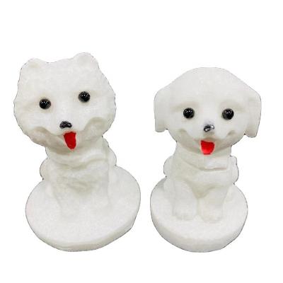 China Wholesale High Quality Natural White Jade Hand Carved Teddy Dog Crystal Crafts From Europe for sale