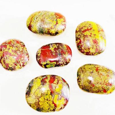 China Europe wholesale natural gemstone tumbles polished ellipses dragon blood stone crystal palm for sale