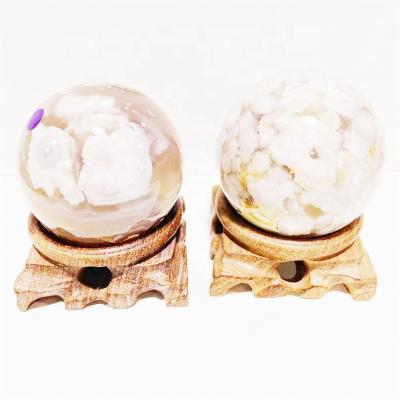 China Europe Wholesale Price High Quality Natural Crystal Ball Flower Agate Pink Sphere for sale