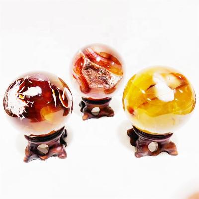 China Europe Bulk Wholesale Hand Carved Polished Red Sphere Crystal Sardonyx Agate Sphere for sale