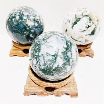 China Wholesale Natural Polished Europe Crystal Ball Healing Moss Agate Quartz Aquatic Ball For Sale for sale