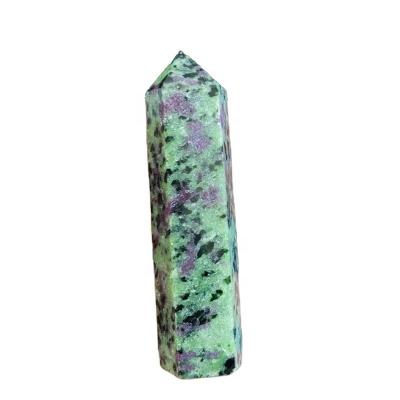 China Wholesale Natural Europe Zoisite Epidote Stone Quartz Crystal Tower Red Dots For Decoration for sale