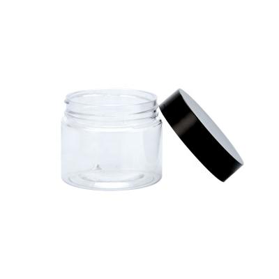 China Recycable Recycled Clear Plastic Screw Cap Cosmetic Jars Clear Plastic Jar With Lids 2oz Transparent PET Clear Plastic Jar for sale