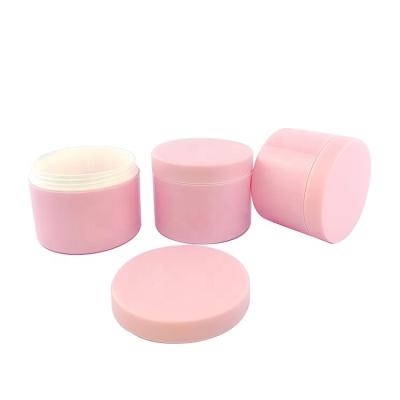 China Cheap Recycable 100ml empty matte wall pp thick body scrub hair mask cream jar pp jar pink pp plastic cosmetic jar for sale