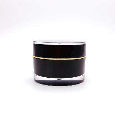 China Competitive Price Round Shape Pretty High End Pretty Round Acrylic Cosmetic Jar 50ml Black Cosmetic Jar Custom for sale