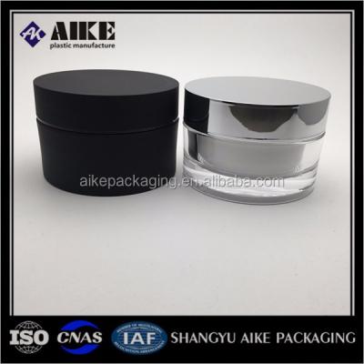 China Black Acrylic Plastic Containers Recyclable Material Black Plastic Container Gel Hair Jar Packaging for sale