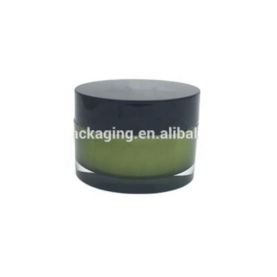 China Recyclable Material Black Cap .5 Ounce Acrylic Jar 50ml 60ml Skin Care Packaging 2 Ounce Cosmetic Container for sale