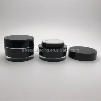 China Factory Wholesale Price Recycable 15 30 50ml Round Acrylic Jars Black Cosmetic Packaging Plastic Containers For Cream for sale