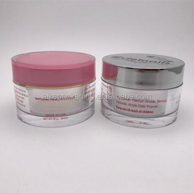 China Recycable 50ml 60ml Clear Cosmetic Plastic Powder Jar Mask Acrylic Dipping Cosmetic Jar for sale