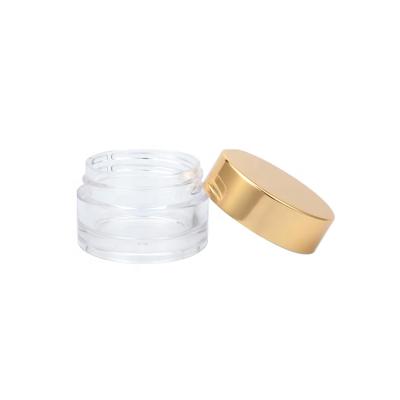 China 5ml 10ml 15ml Recycable gold cap body small fancy eco plastic containers powder jar mini clear plastic cream acrylic cosmetic jar jar 5g for sale