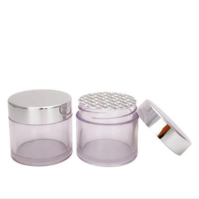 China 50ml cover 50ml silver petg jar 2oz recycable cap cosmetic clear petg cream jar for nail dipping powder for sale