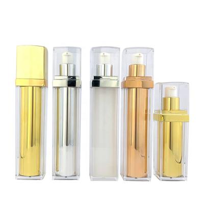 China Luxury Cosmetic Plastic Airless Liquid Base Pump Bottle Recycable Square Packing Serum Bottle Cosmetic Bottle for sale