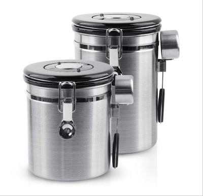 China 304 Stainless Steel Recyclable Sealed Tank With Exhaust Valve, Coffee Bean Storage Tank, Dried Fruit Tea Tank 1.5/1.8L zu verkaufen