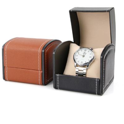 China Leather Curved Watch Box PU Clamshell Watch Packaging Gift Box for sale