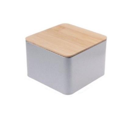 China Matcha Powder Tinplate Packaging Storage Box With Lid Bamboo Square High Quality Organizing Storage for sale